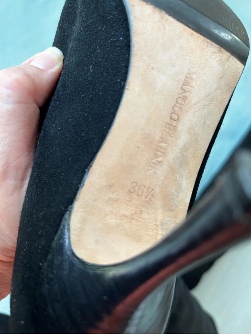 Manolo Blahnik Black Stretch-Suede Over-the-Knee Stiletto Boots Pamfilo 90